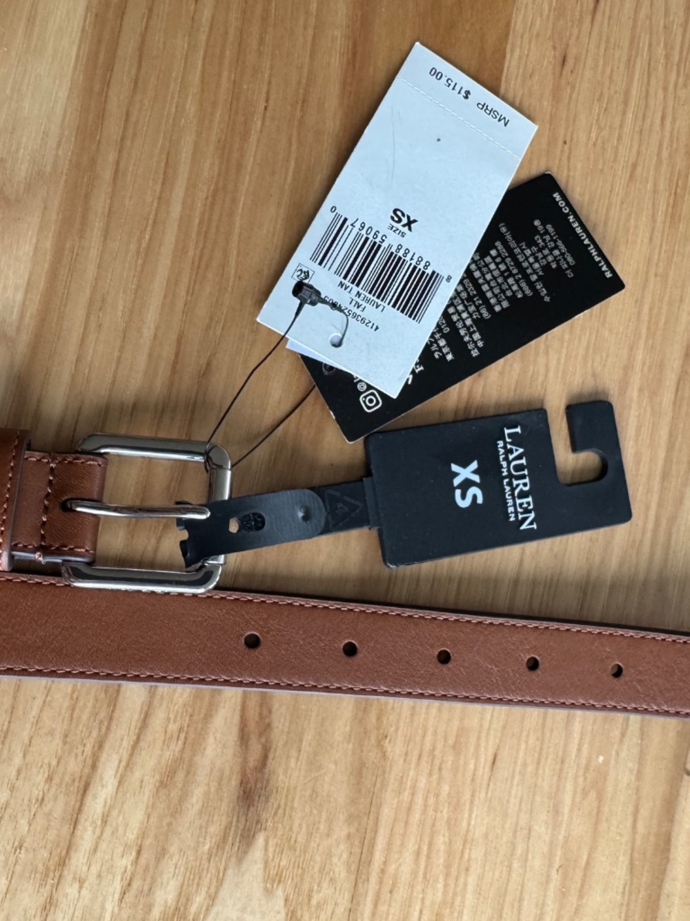 Ralph Lauren Double-Buckle Stacked Wide Leather Belt in Lauren Tan - XS - NWT - Picture 3 of 9